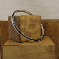 sterling Silver Bangle Bracelet With Small Czs & Black Enamel + | Etsy (US)