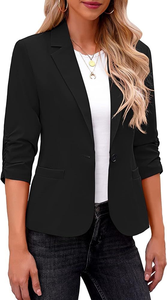 LookbookStore Blazers for Women Suit Jackets Dressy 3/4 Sleeve Blazer Business Casual Outfits for... | Amazon (US)