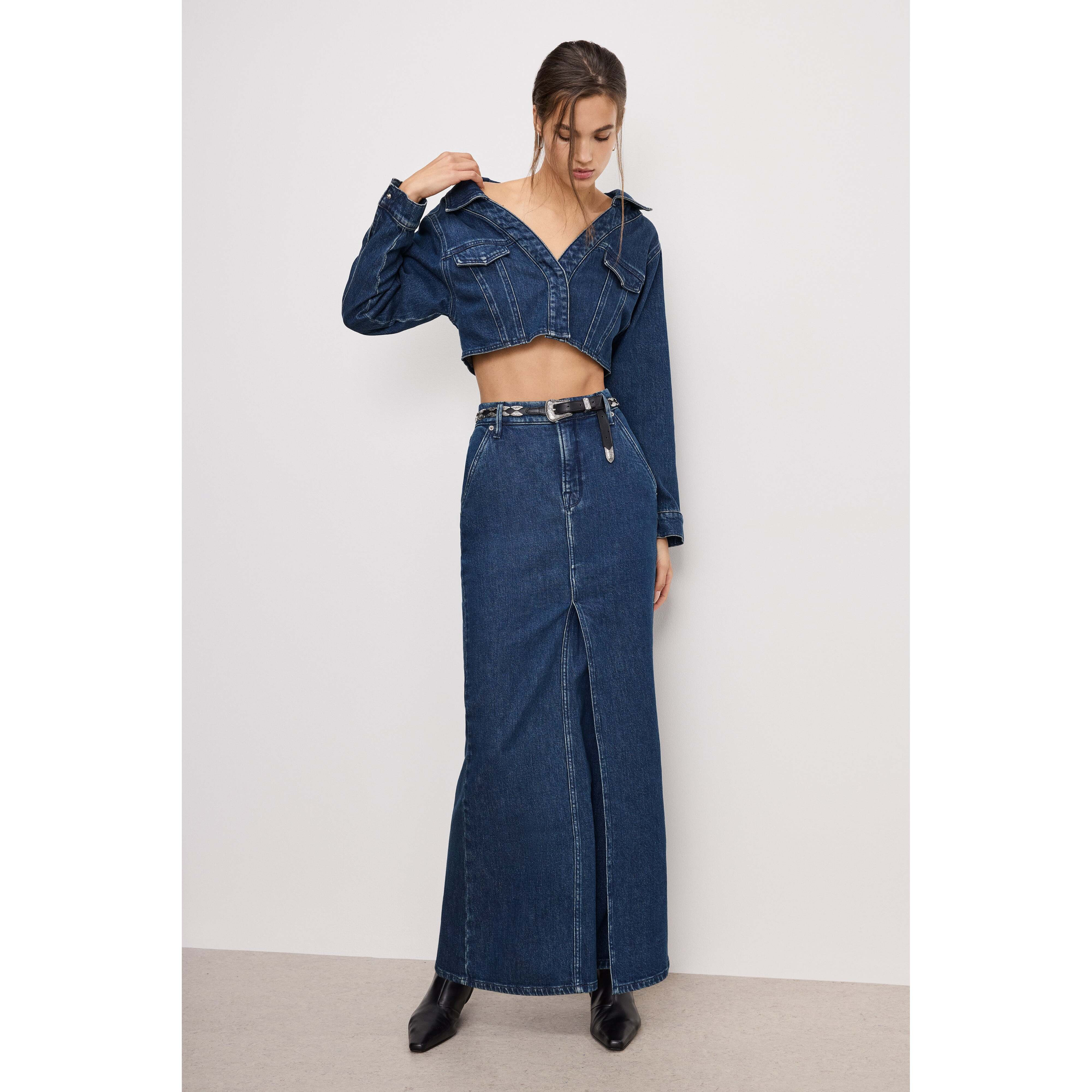 Women's Denim Maxi Skirt | Indigo, Size 15 Plus | Good American by Khlo� Kardashian | Good American