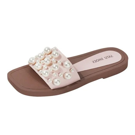EUMODR Studded Flip Flops Women S Womens Sandals 38 Women Slippers Pearl Slippers Fashion All Casual | Walmart (US)