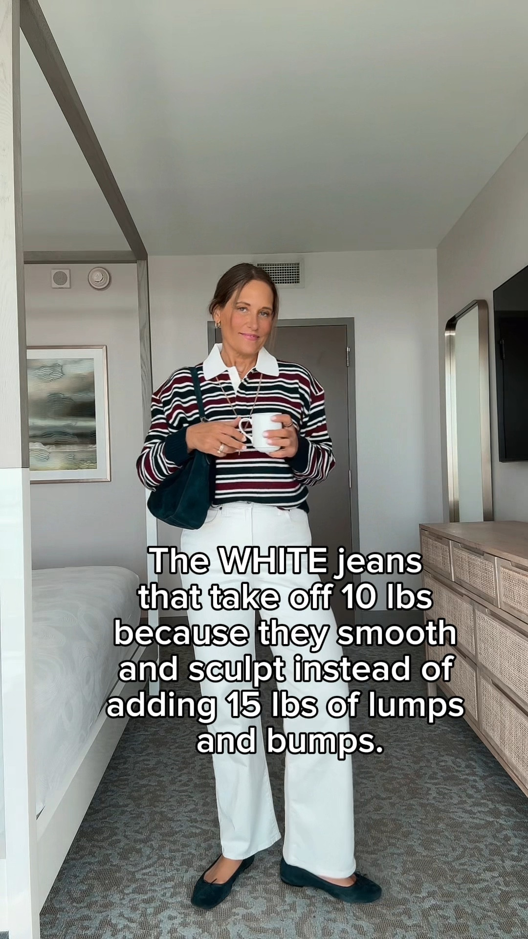 Here’s WHY! I’ve tried a ton of white jeans and most of them are too thin, a little too stretchy and cut a little too wide or a little too narrow which show all my lumps and bumps. White is not all that forgiving, so a great pair is hard to come by. These are our favorite. They stand out above the rest for comfort, style, color and of course they smooth without binding! Trust us, they are the jeans you’ll pull out again and again. They get the the T and T TRIED and TRUE 5 ⭐️⭐️⭐️⭐️⭐️ review! 

We are wearing size 30 - our normal size. 

And don’t forgot about this sweater that comes in pink and gray too! It’s a soft, slightly stretchy fabric and is so cute!

#LTKootd #LTKdayinmylife #LTKOver40