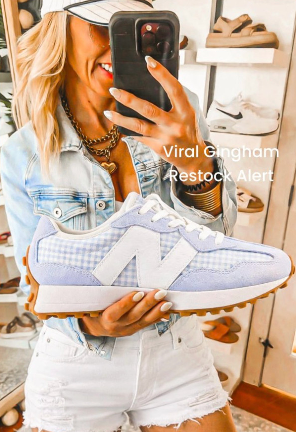 OK you guys 🚨 THEY’RE BACK. I have mine in Hand!  They sold out on New Balance website and I just found them somewhere else! 
The blue gingham 327 
Balance EVERYONE was freaking out over… just restocked 😳
If you had FOMO before — this is your sign.
This is 100% a buy or cry moment because they WILL sell out again.
Comment GINGHAM and I’ll send it fast 🛒 

 #LTKdayinmylife #LTKgrwm #LTKActive