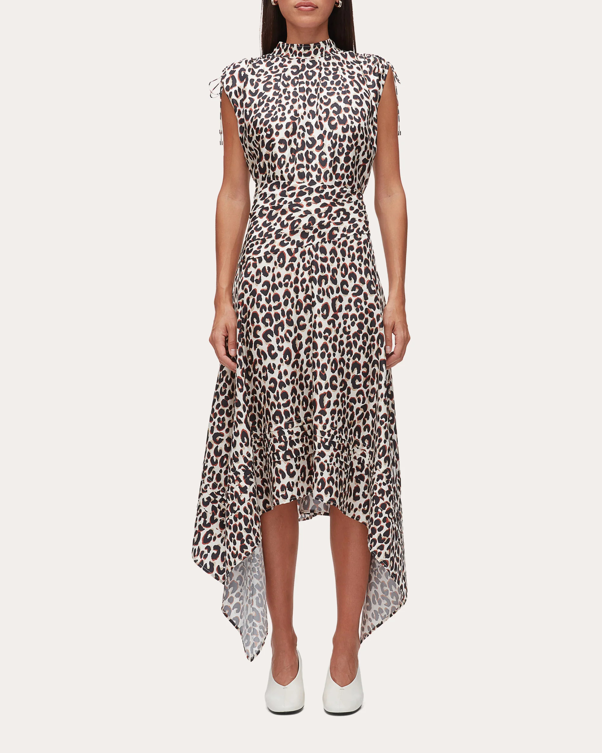 3.1 Phillip Lim Women's Leopard Silk Twill Ruched Handkerchief Dress | Olivela