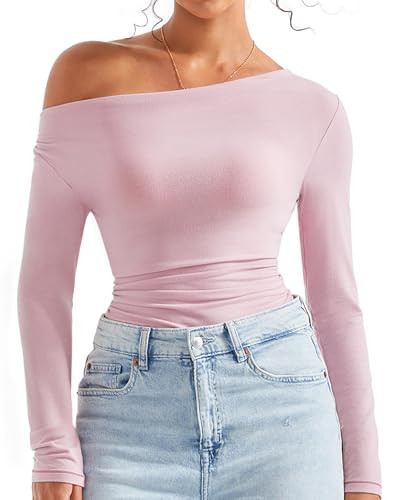 SUUKSESS Women Fall Long Sleeve Off Shoulder Tops Cowl Neck Going Out Shirt | Amazon (US)