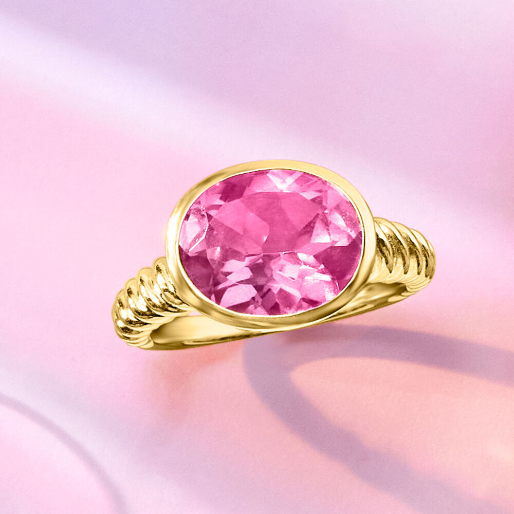 6.30 Carat Pink Topaz Ring in 18kt Gold Over Sterling. Size 5 | Ross-Simons