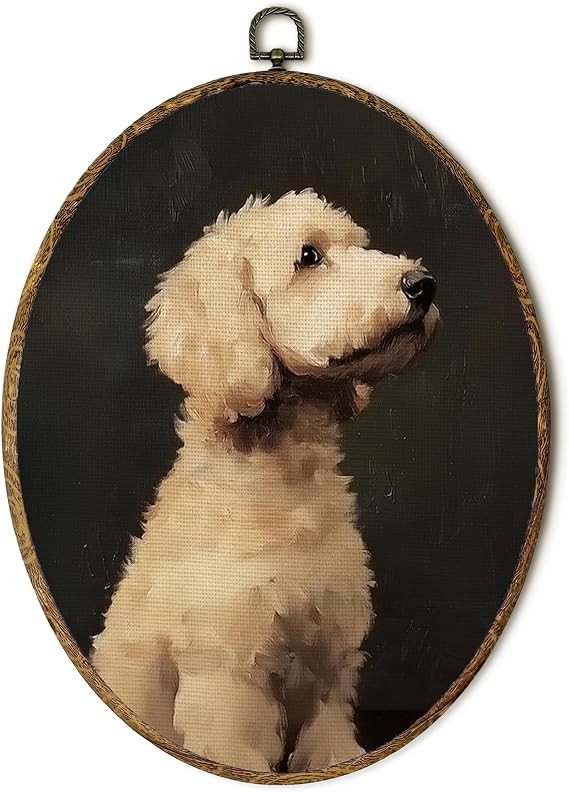 EGVQK Vintage Goldendoodle Oval Wall Art, Goldendoodle Gifts Framed Canvas Prints Wall Art, Moody... | Amazon (US)