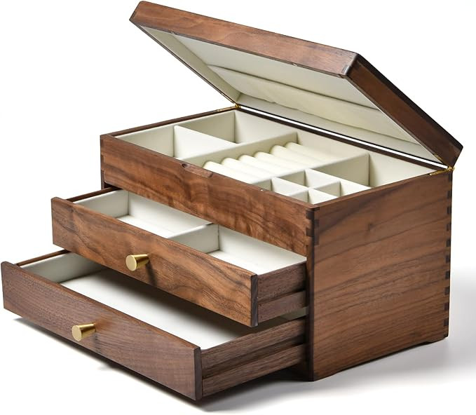 Beexchange Black Walnut Wooden Jewelry Box - Allwood, Handcrafted, Classic Jewelry Box. Jewelry b... | Amazon (US)