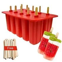 BBM01 Popsicle Molds Food Grade Silicone Frozen Ice Cream Maker with Wooden Sticks, Red | Walmart (US)