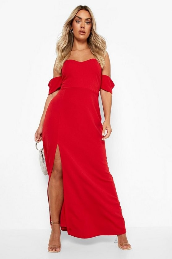 Plus Off Shoulder Split Maxi Dress | Boohoo.com (US & CA)