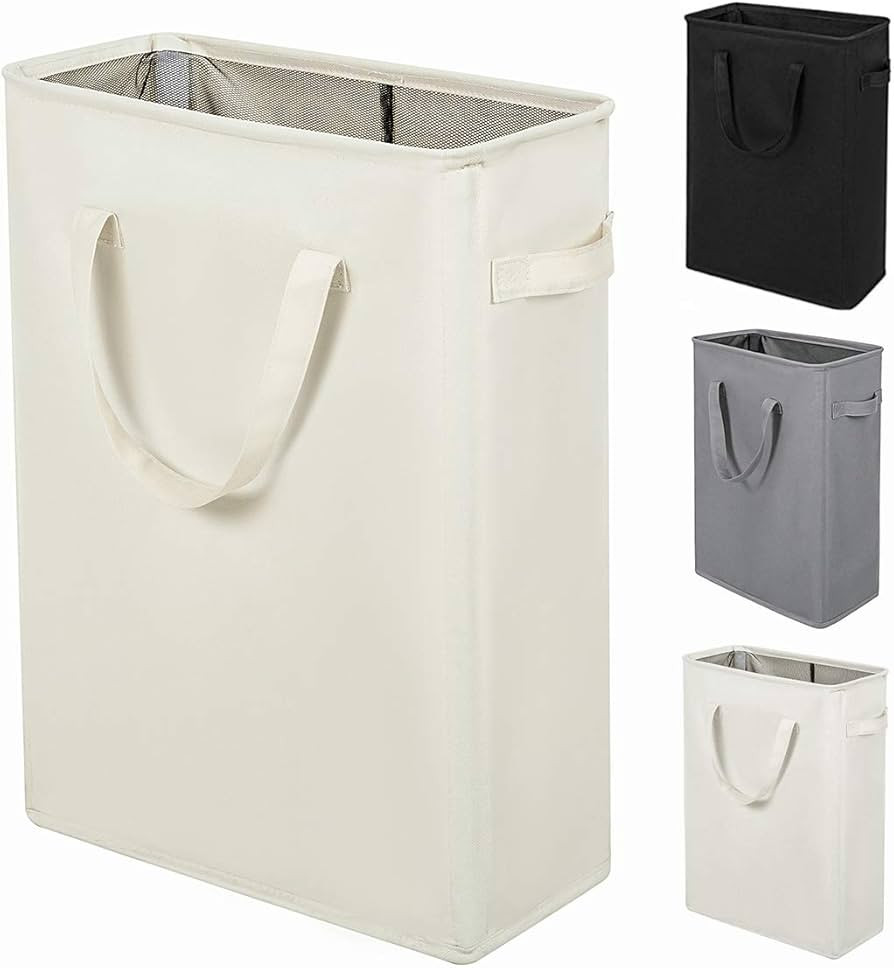 ZERO JET LAG Slim Laundry Hamper Handles Collapsible Laundry Basket Thin Dirty Clothes Basket Nar... | Amazon (US)
