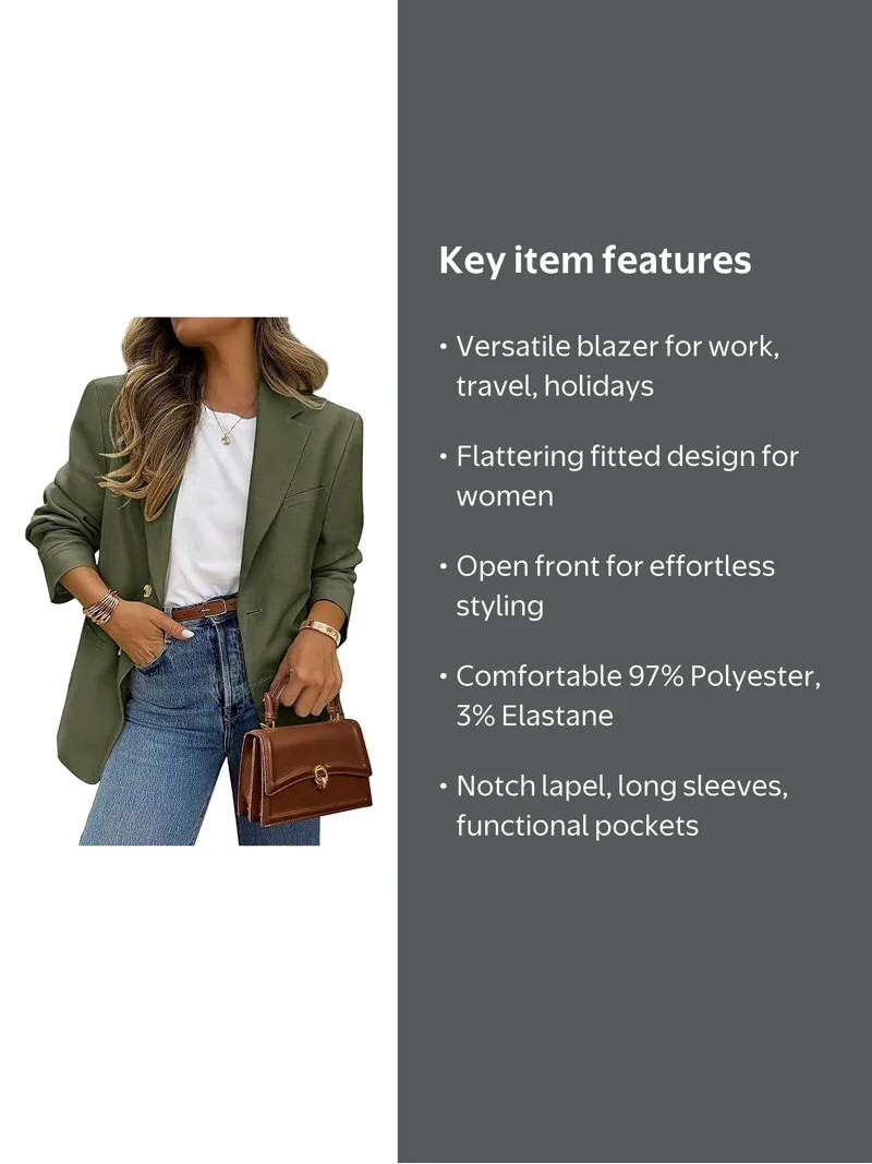 PRETTYGARDEN Women's Fall Blazers Button Down Fitted Lightweight Dressy Work Suit Jackets Trendy ... | Walmart (US)