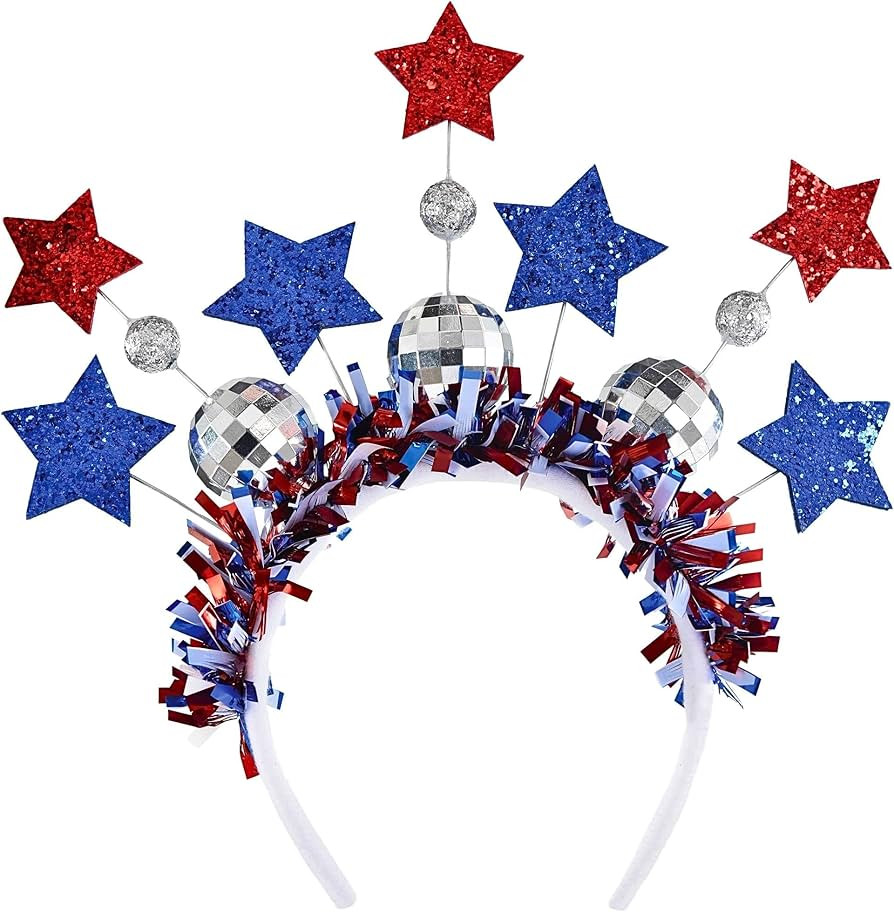 Sparkling Multicolor New Patriotic Deluxe Disco Ball Headband - 10" x 9.5" (1 Pc.) - Comfortable ... | Amazon (US)