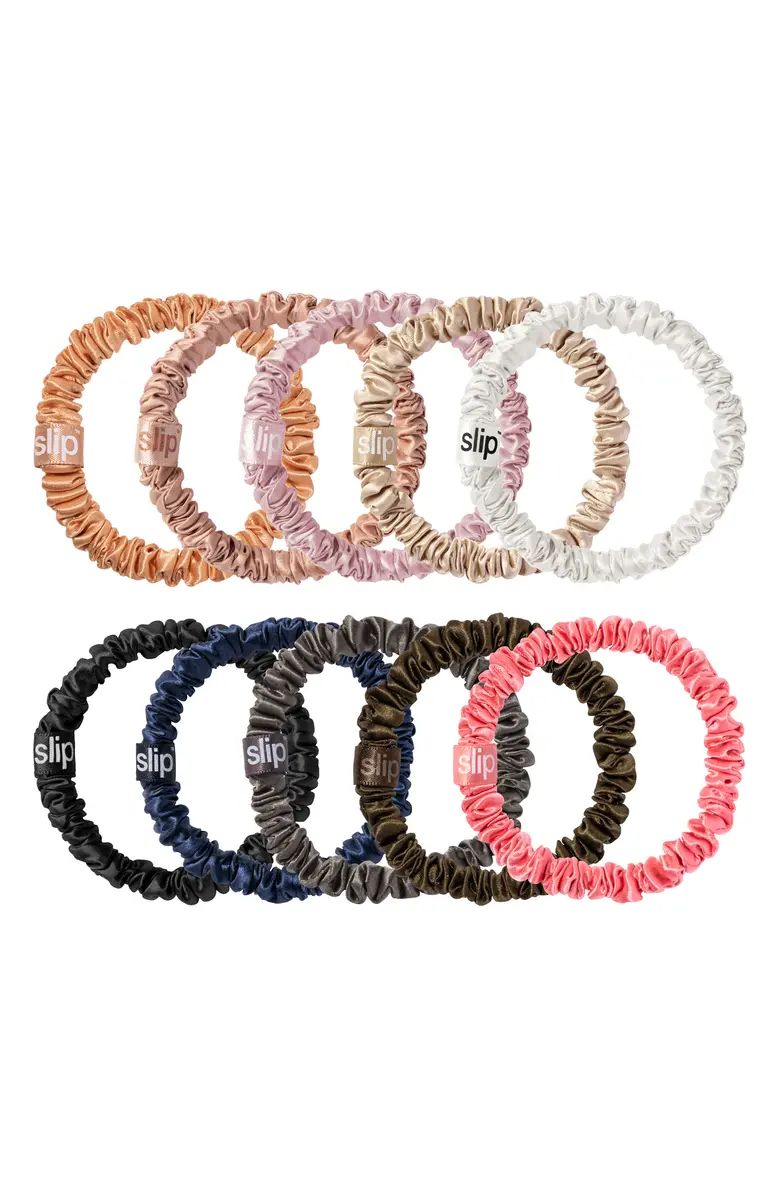 slip Pure Silk 10-Pack Skinny Scrunchies $65 Value | Nordstrom | Nordstrom