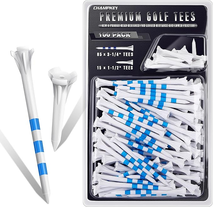 CHAHMPKEY Premium 3-Prong Plastic Golf Tees 3-1/4" 100 Pack - 40% Reduced Ball Contact with High ... | Amazon (US)