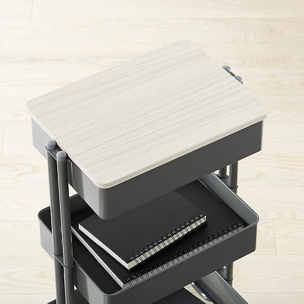 Aspen Wood 3-Tier Rolling Cart Lid | The Container Store