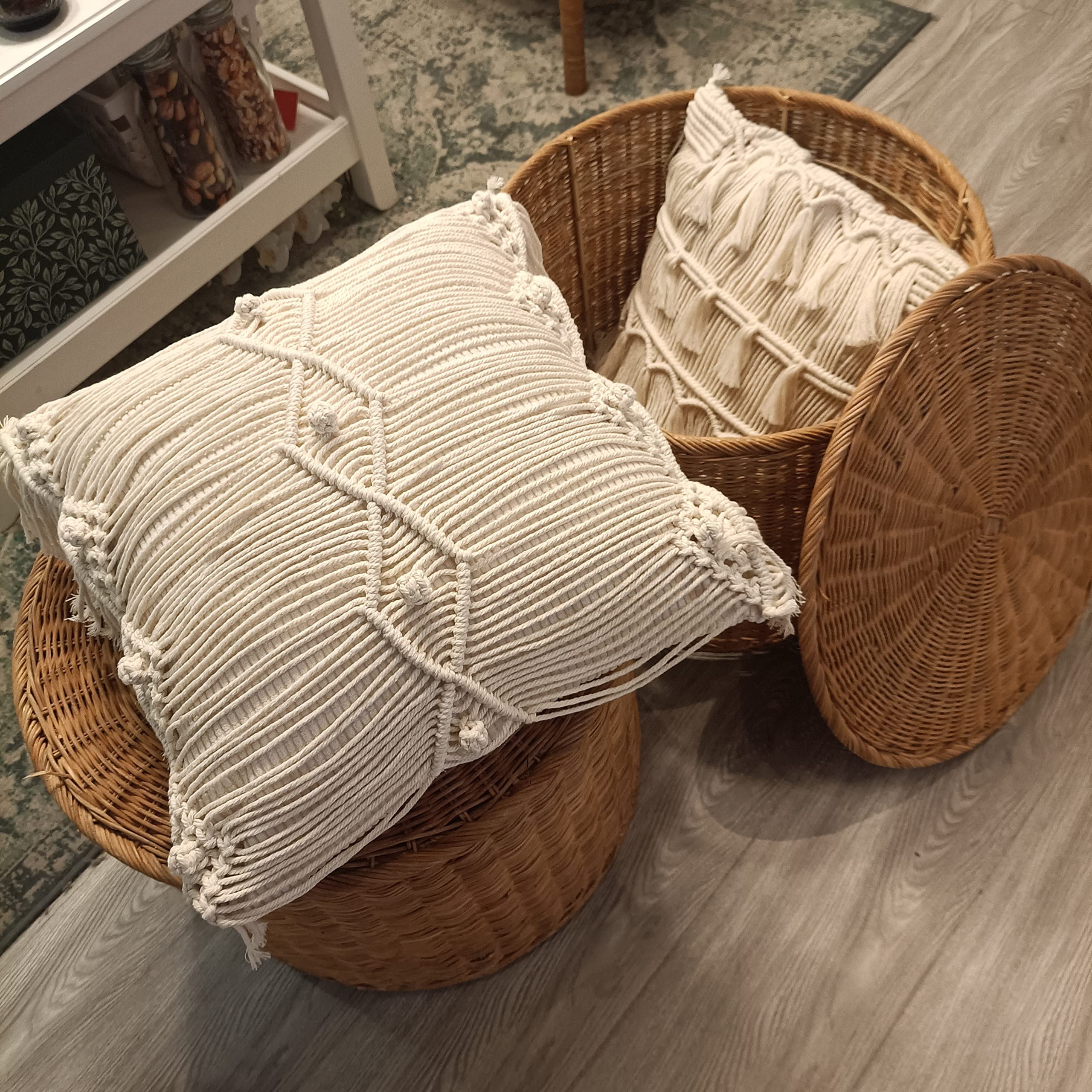 kiido Throw Pillow Covers Macrame Cushion Case Woven Boho Comfy Square Pillow Cases with Tassels ... | Amazon (US)