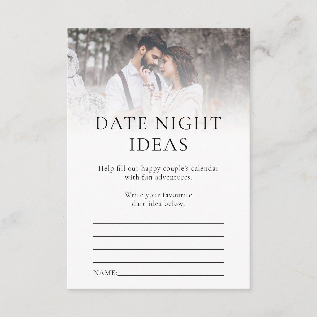 Date Night Ideas Photo Wedding Game Card | Zazzle