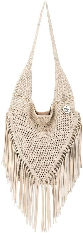 The Sak Back To Bali 120 Hobo Bag in Leather & Hand-Crochet, Large Shoulder Purse, Ecru Niagara | Amazon (US)