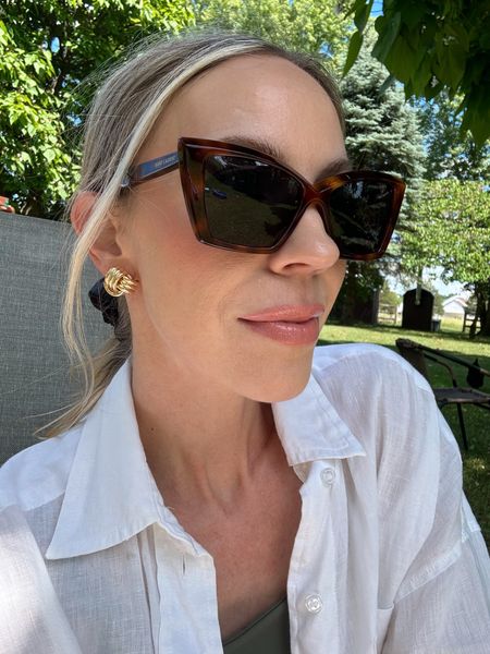 Amazon gold earrings - under $10! Lightweight 👌🏻 YSL sunglasses 

#LTKFindsUnder50