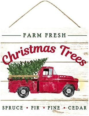 Craig Bachman 10" Wooden Sign: Farm Fresh Christmas Trees Christmas Decor Vintage Red Truck Wall ... | Amazon (CA)