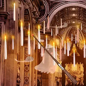 Halloween Decoration Floating Candle with Wand Magic LED Flickering-20PCs | Warm Light Flameless ... | Amazon (US)