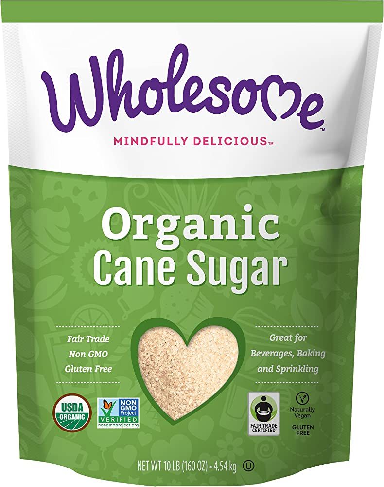 Wholesome Organic Cane Sugar, Fair Trade, Non GMO & Gluten Free, 10 Pound (Pack of 1) - Packaging... | Amazon (US)