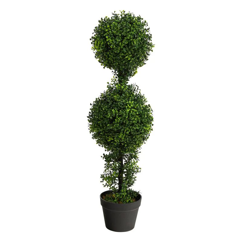 34” Boxwood Double Ball Topiary Artificial Tree (Indoor/Outdoor) | Nearly Natural