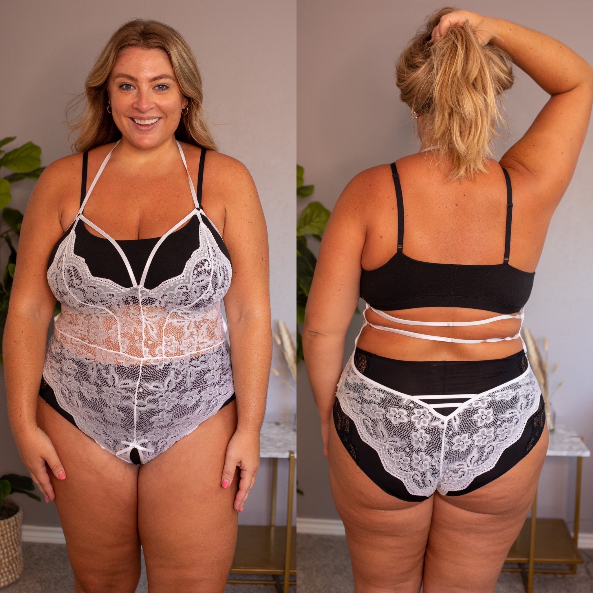 White lingerie one piece from Amazon — 