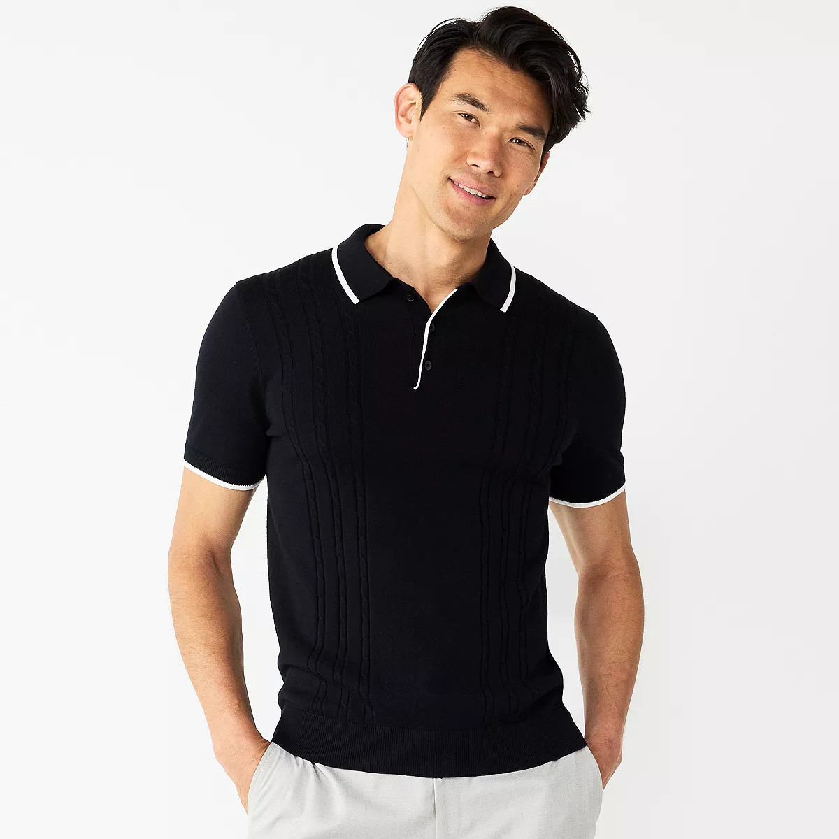 Men's Apt. 9® Cable Knit Polo | Kohl's