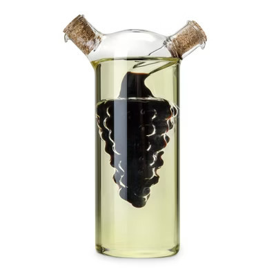 Twine Living Oil & Vinegar Cruet Bottle with Cork Stoppers, Olive Oil & Balsamic Vinegar Dispenser, Kitchen Gifts, Hand Blown Glass, 1.6 oz & 9 oz | Target