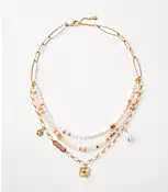 Pearlized Layered Charm Statement Necklace | LOFT