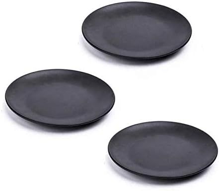MBB Set of 3 Black 6 Inch Melamine Ware Dinner Plates Appetizer Dishes Dinnerware | Amazon (US)