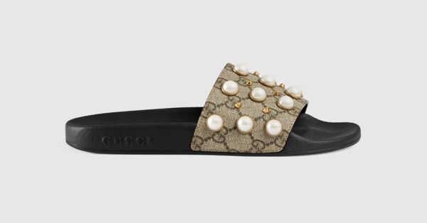 GG Supreme slide with pearls | Gucci (US)