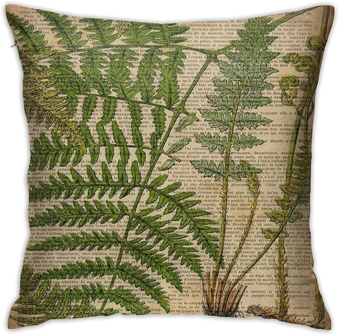 Vintage Foliage Hipster Botanical Print Fern Leaves Throw Pillow Cover Cozy Square Throw Pillowca... | Amazon (US)