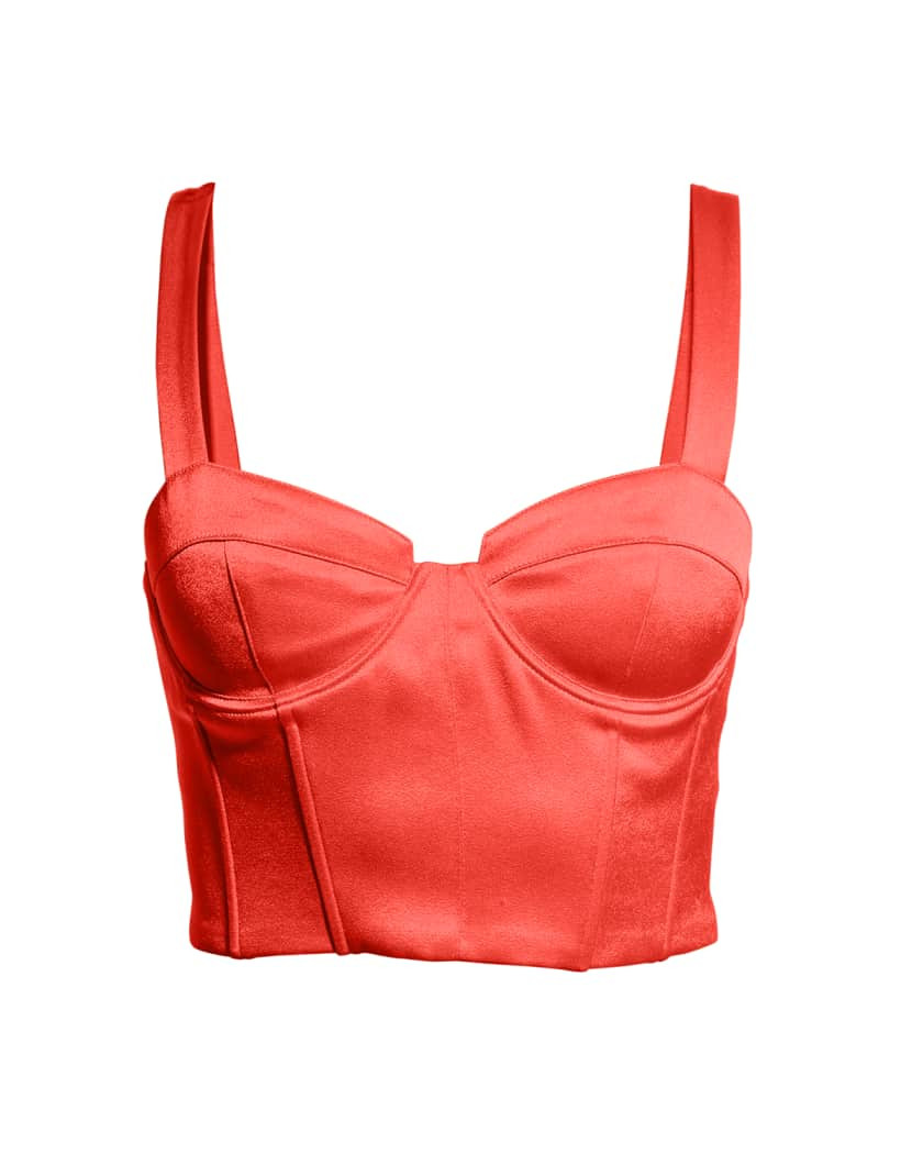 Alice + Olivia Jeanna Bustier Smocked-Back Crop Top | Neiman Marcus