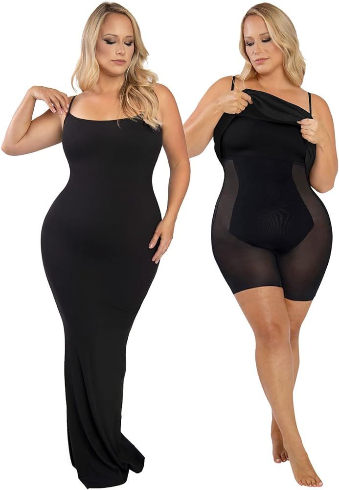 Popilush The Shapewear Dress Built-in Bra Adjustable Straps Summer Bodycon Sleeveless Slip Maxi D... | Amazon (US)