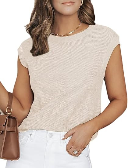 CiCiBird Women Summer Cap Sleeve Sweaters Knit Crew Neck Pullover Tank Tops 2025 Casual Trendy Sh... | Amazon (US)