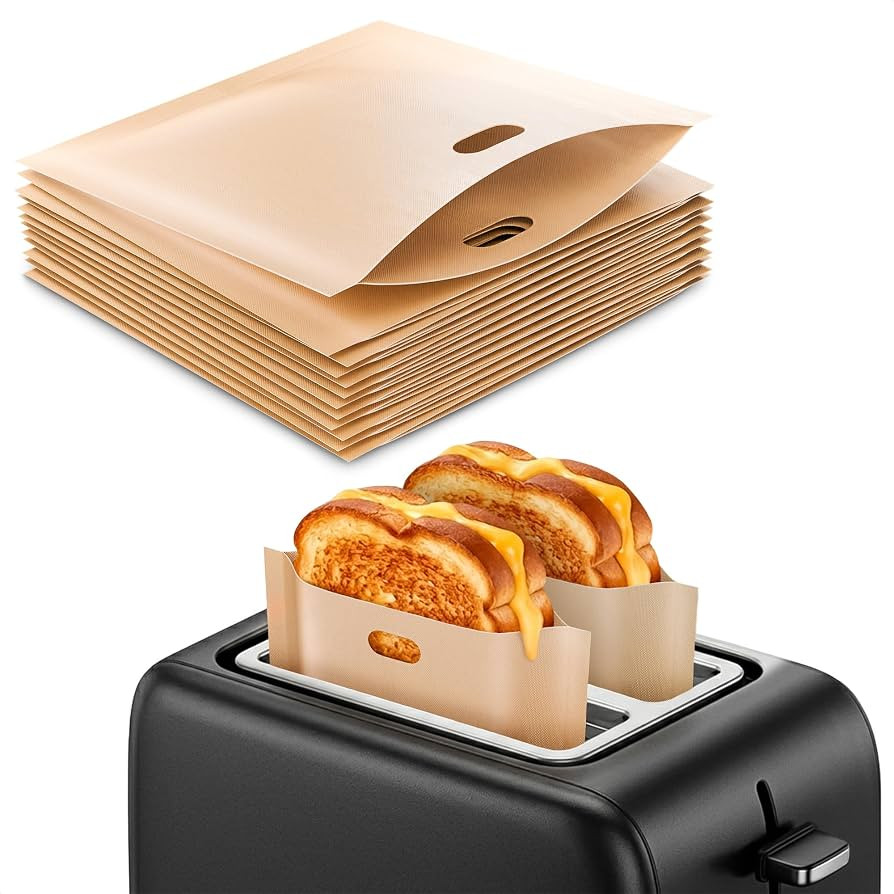 12 Pack Reusable Toaster Bags \u2014 Melty Grilled Cheese with Zero Mess, No Burnt Crumbs, Non-St... | Amazon (US)
