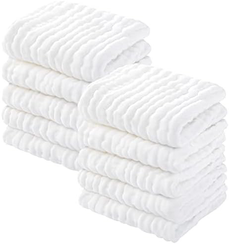 Yoofoss Muslin Baby Washcloths 100% Cotton Face Towels 10 Pack Wash Cloths for Baby 12x12in Soft ... | Amazon (US)