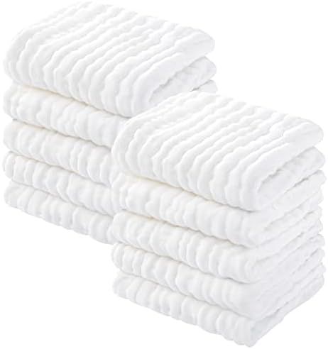 Yoofoss Muslin Baby Washcloths 100% Cotton Face Towels 10 Pack Wash Cloths for Baby 12x12in Soft ... | Amazon (US)