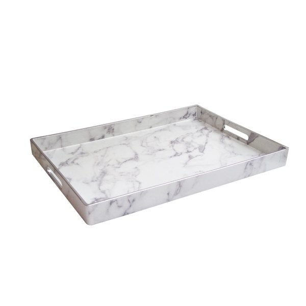 Marble White/Grey/Silver Serving Tray 14X19" | Bed Bath & Beyond