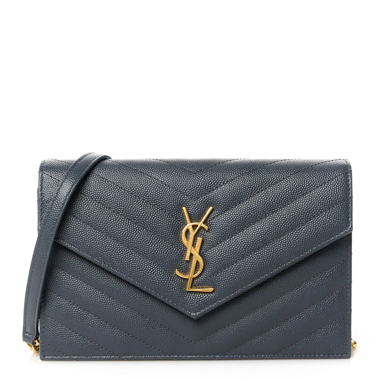 Grain De Poudre Matelasse Chevron Monogram Chain Wallet Storm | FASHIONPHILE (US)