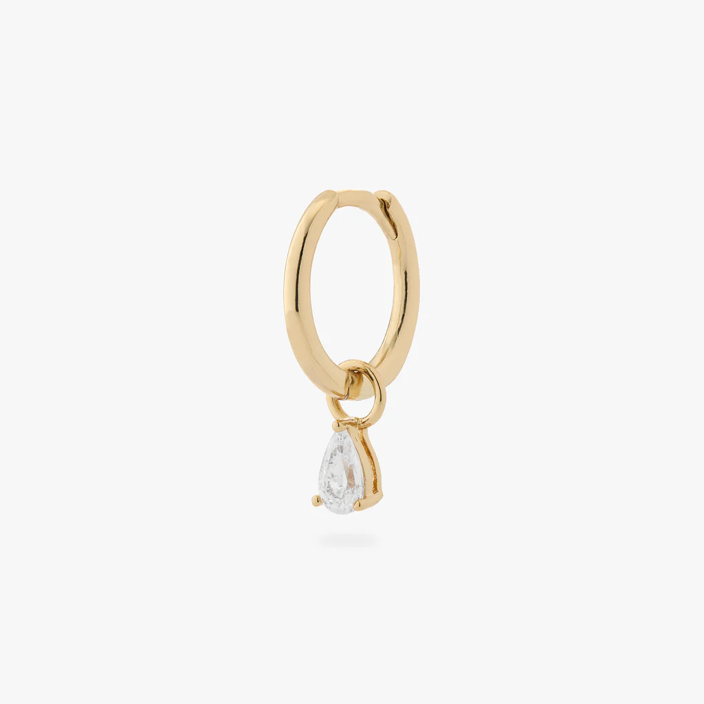 Pear CZ Charm Huggie | Studs