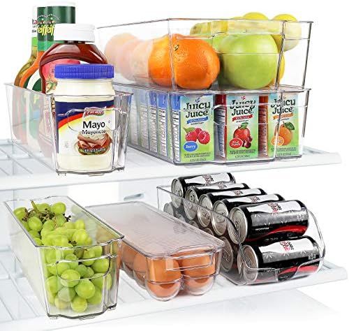 Greenco Refrigerator Organizer Bins, Stackable Fridge Organizer, Set of 6, Storage Containers with D | Amazon (US)