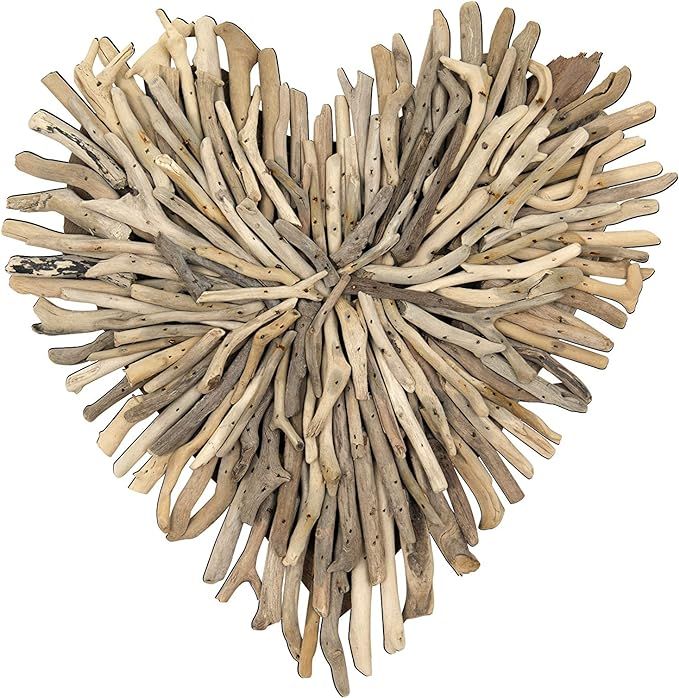 Creative Co-Op Driftwood Heart Shaped Wall Décor, Brown | Amazon (US)