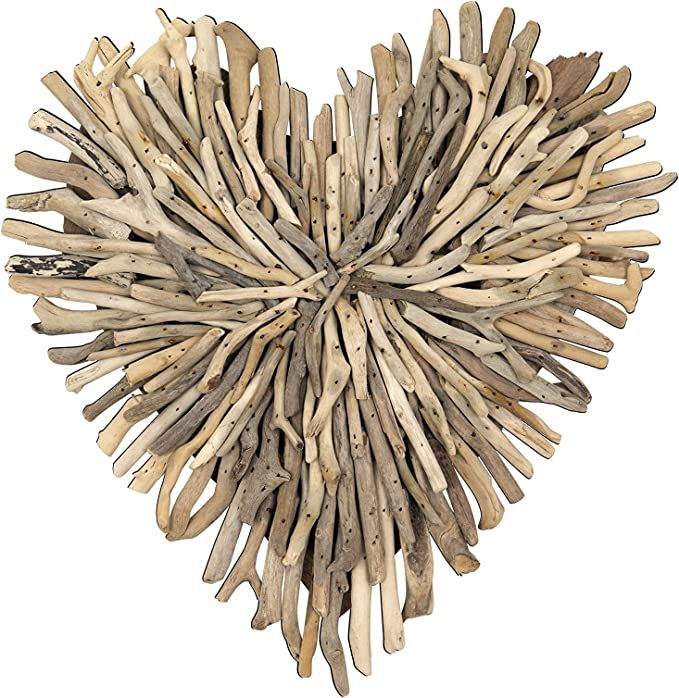 Creative Co-Op Driftwood Heart Shaped Wall Décor, Brown | Amazon (US)