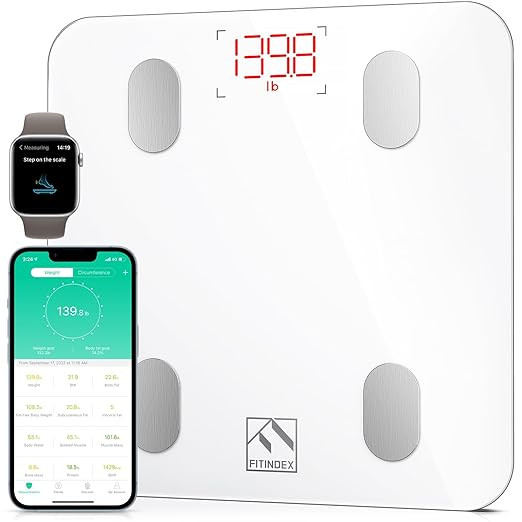 FITINDEX Smart Scale for Body Weight, Bluetooth Body Fat Scale with BMI, Muscle Mass, 13 Body Com... | Amazon (US)