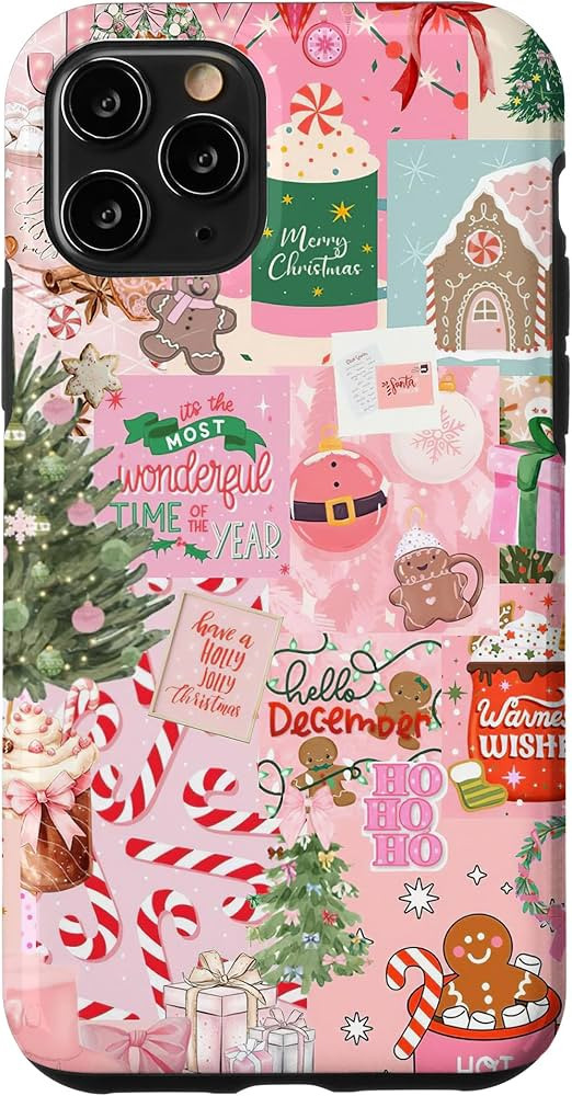 Merry Christmas Aesthetic Coquette Collage Pink Bow Xmas Case for iPhone 11 Pro | Amazon (US)