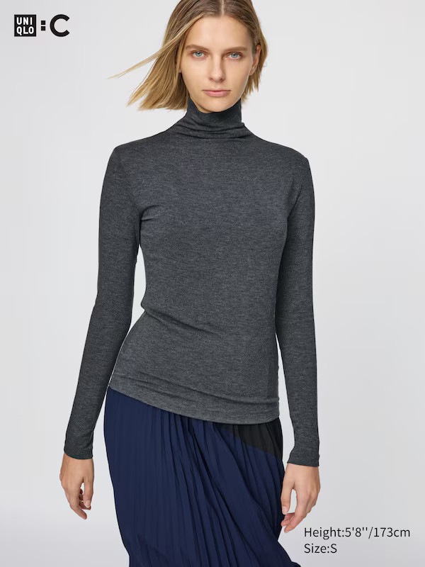 HEATTECH Extra Warm Cashmere Blend Turtleneck T-Shirt | UNIQLO (UK)