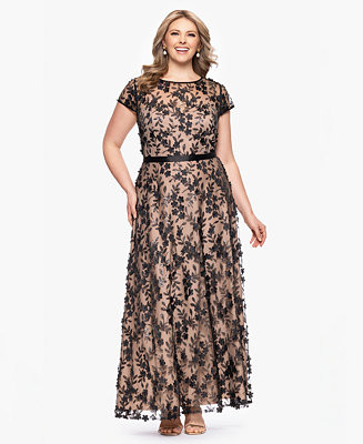 Plus Size Embellished 3D Flower Ball Gown | Macy's